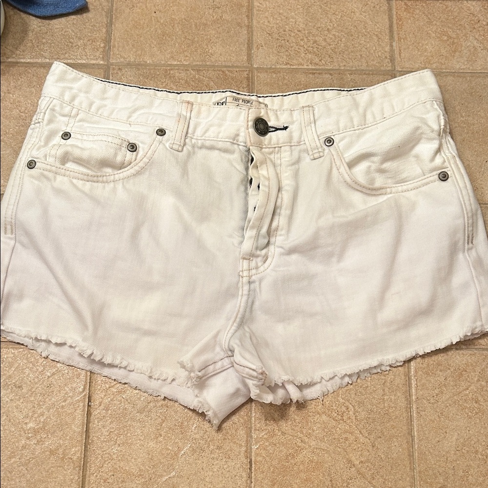 Free People White Denim Shorts